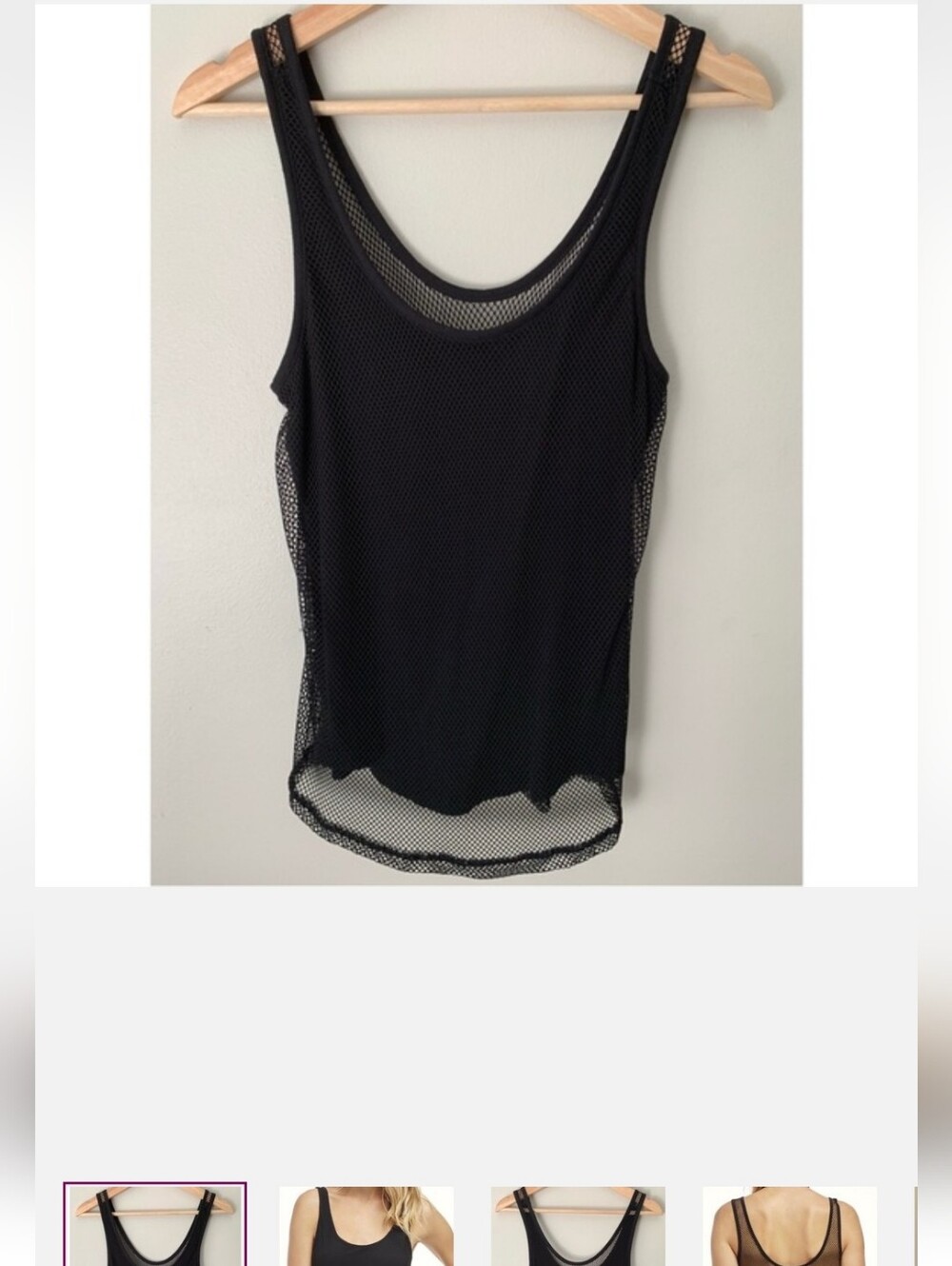 Fabletics • M • Madison Fishnet Mesh Back Black Tank Top